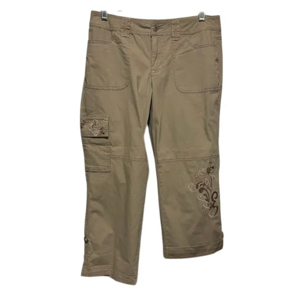 Cache Crop Cargo Pant Rhinestone Stud Adjustable Length Embellished NWT $98 Sz14 - Image 3