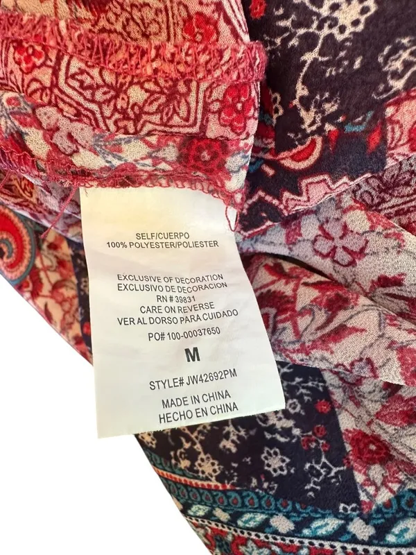 Altar’d State Boho Patchwork Sheer Kimono Topper Paisley Tassel Cardigan Size M - Image 6