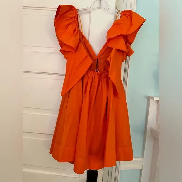 NWT Day + Moon Orange Ruffle Dress Size Small - Image 3
