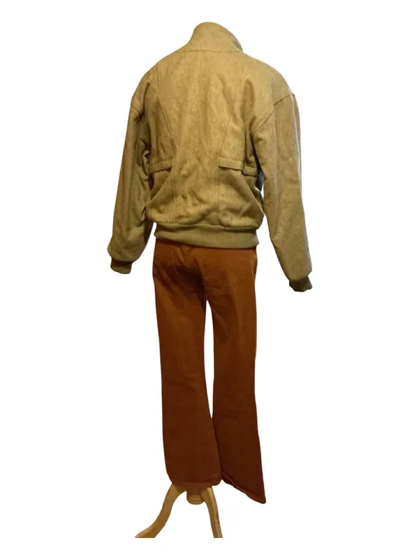 Vintage Private Stock Beige Wool Bomber Jacket 80s 90s Western Yoke Neutral Granola - Image 2