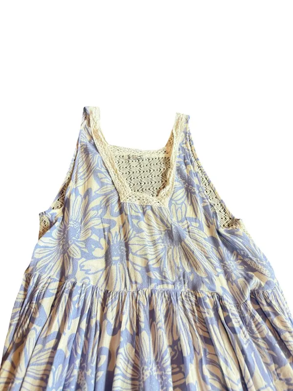 Intimately Free People Purple Cream Floral Tiered Maxi Dress Swing X-Small - Image 4