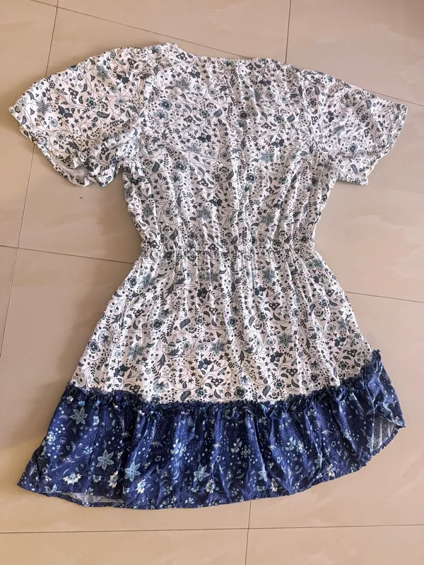 Margaux Riviera Women's Dress Sz XL Floral Drawstring Ruffle Spring Bloomcore - Image 8