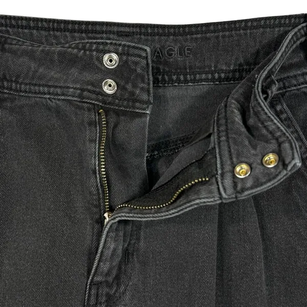 American Eagle SZ 10 Highest Rise Mom Jean Shorts Pockets Pleated Black Wash - Image 2