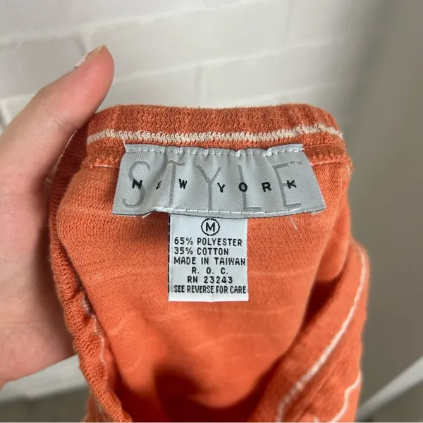 Vintage Style New York Orange Striped Knit Skirt Size M - Image 3