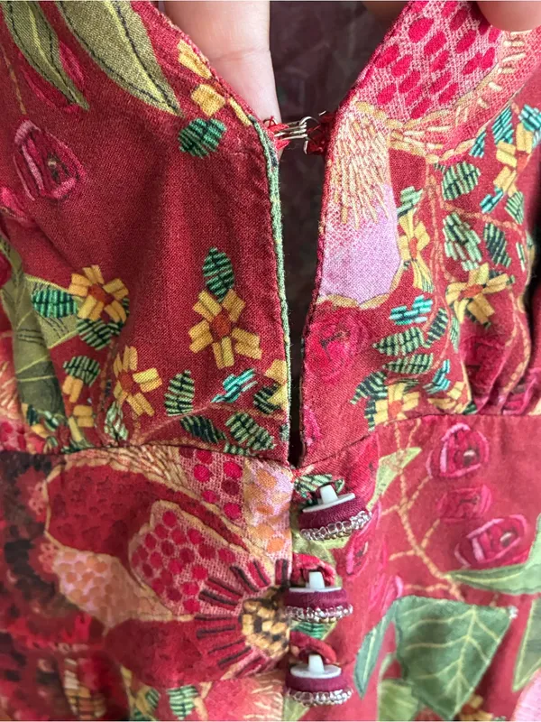 Farm Rio Red Forest Floral Print Romper S - Image 7