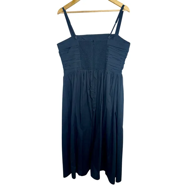 Abercrombie & Fitch Black Pleated Smocked Back Formal Midi Dress Womens Size XL - Image 2