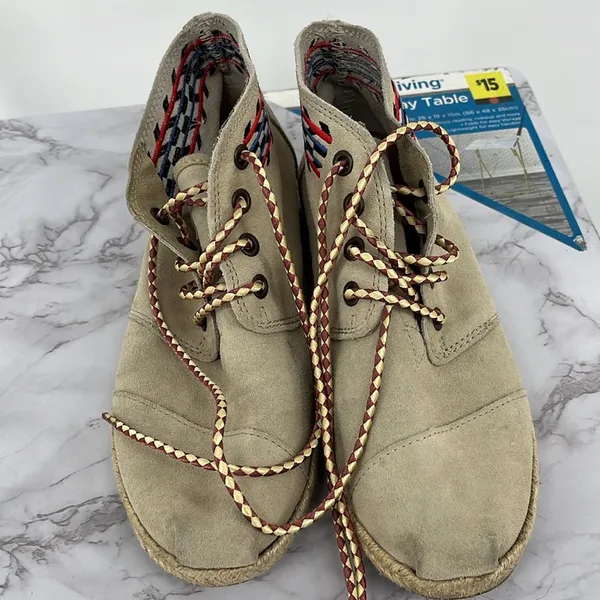 TOMS Sand Alarco Desert Chukka Boot Women 7‎ Aztec Lace Up Booties Beige Boho - Image 7