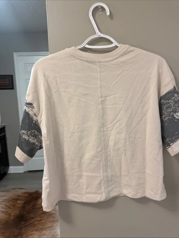 Ford Bronco Vintage Style Mountain Graphic Crop Tee Cream / Black Oversized Fit - Image 6