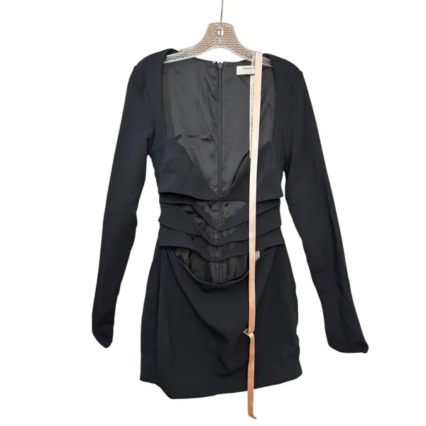 House of CB Elize Mini Dress Black Size Medium NWT Club Outfit Long Sleeve - Image 2