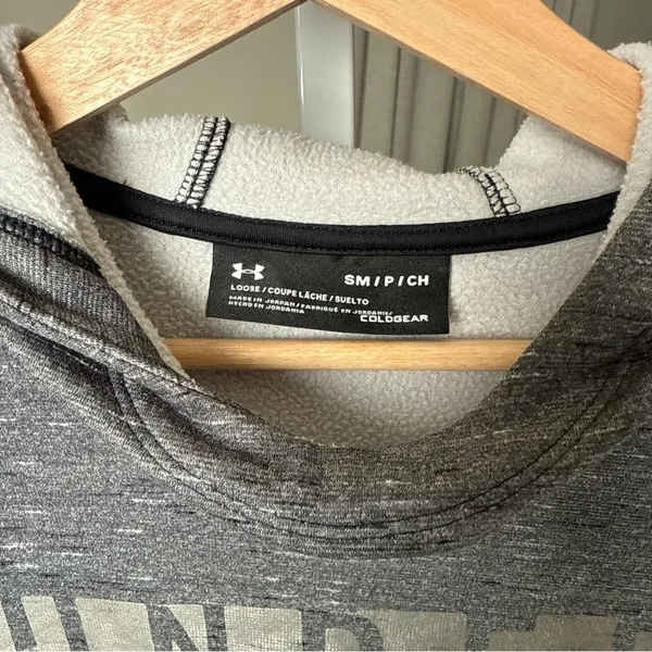 Under Armour Women’s Loose Hoodie Gray/Black Pullover Coldgear Size S - Image 7