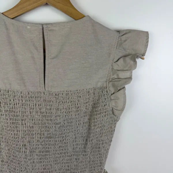 NWT English Factory Smocked Ruffle Sleeve Dress Sz XS Beige Fit‎ & Flare Neutral - Image 3