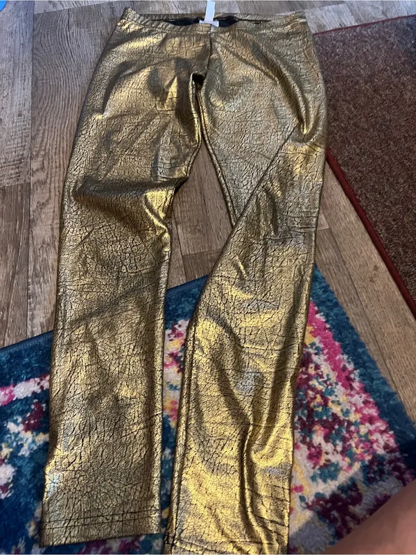 Adidas neo Gold Metallic Women’s Jeans - Shiny Statement Leggings - Image 5