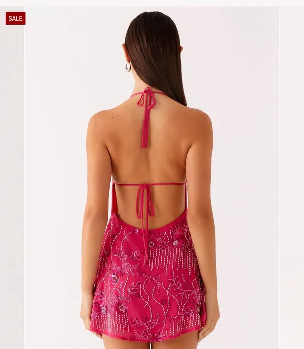 Peppermayo Beaded Halterneck Mini Dress - Image 2