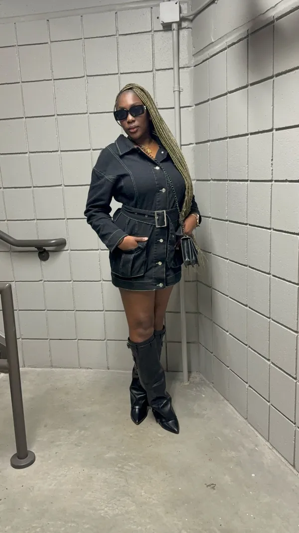 Black denim mini dress - Image 2