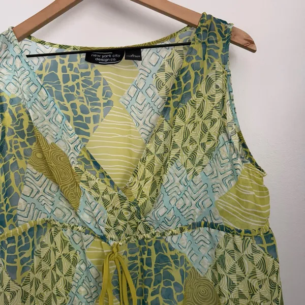 Y2K Large Geometric Patchwork Babydoll‎ Tank Lightweight Fairy Forest goblin - Image 3