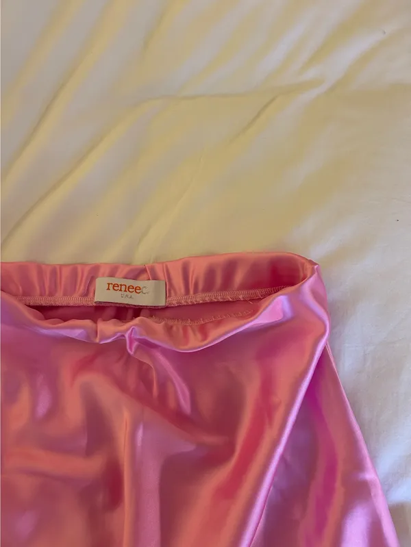 ZARA Satin Pink Midi Skirt Renee C - Image 2
