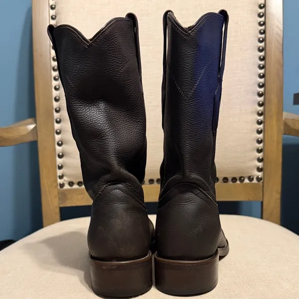 Resistol Ranch Women’s Classic Dark Brown Leather Cowboy Boots, Size 7.5B - Image 2