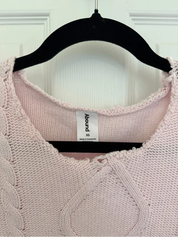 Abound Light Pink Distressed Crewneck Sweater Size Extra Small - Image 3