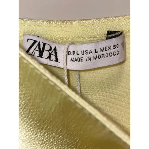 Zara Yellow Silk Spagetti Strap Mini Slip Dress size Large - Image 6