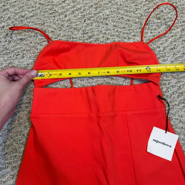 NWT Superdown Red Cutout Cocktail Midi Dress Spaghetti Strap Front Slit Size M - Image 5