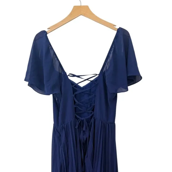 Lulus Calia Royal Blue Flutter Sleeve Midi Dress size Large NWT - Image 6