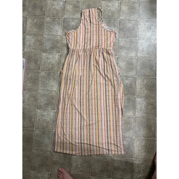 BCBGeneration Womens Multi Color Striped Halter Maxi Dress Pink Yellow Green M‎ - Image 6