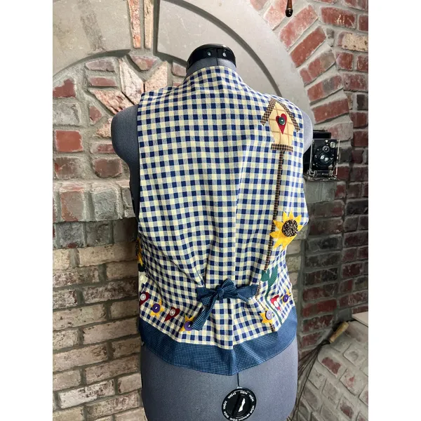 Vest quilted sunflowers birdhouse grannycore kidcore bright - Image 7