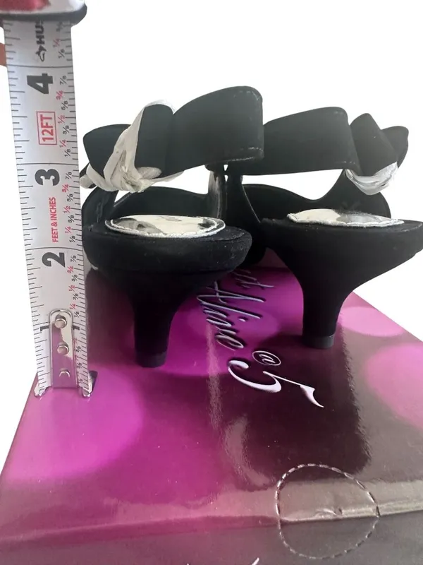 EASY STREET Black Lamy Fabric Slingback Bow Kitten Heels Size 8 NEW NIB - Image 3