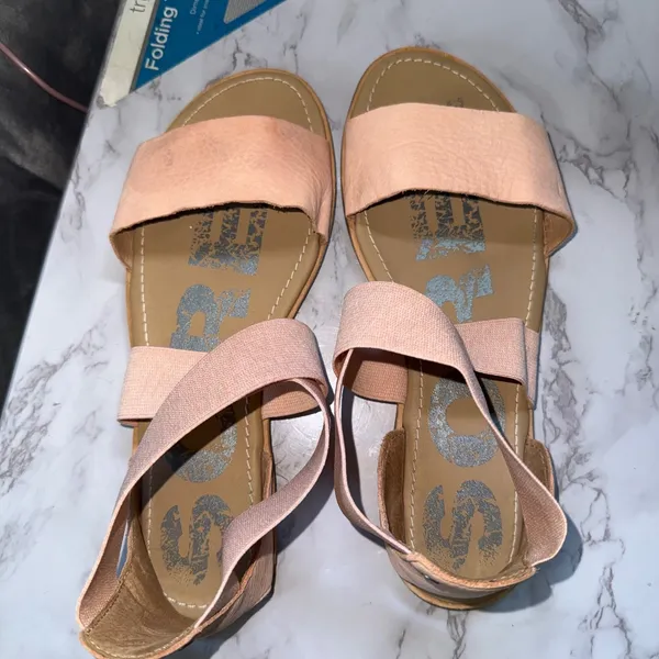 Sorel Ella Sandal Women 9.5 Pink Leather Elastic‎ Ankle Strap Open Toe Boho - Image 6
