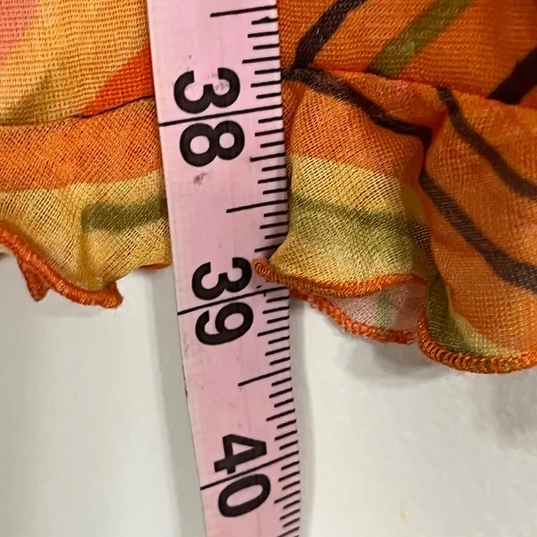 Gidani USA‎ Orange Striped Mesh Overlay Ruffle Dress Sleeveless Y2K Size Medium - Image 8
