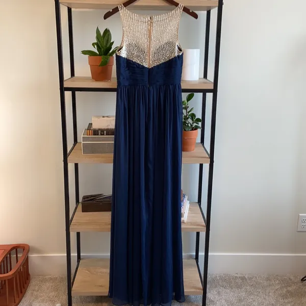 Aidan Mattox Crystal Chiffon Draped Evening Wedding Prom Homecoming Dress, 0 - Image 6
