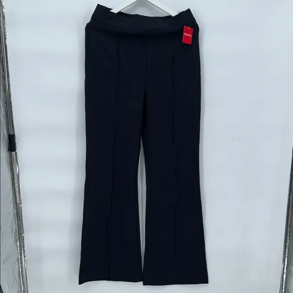 New Spanx Black Ponte Knit Pull On Pants Straight Leg Size L - Image 5