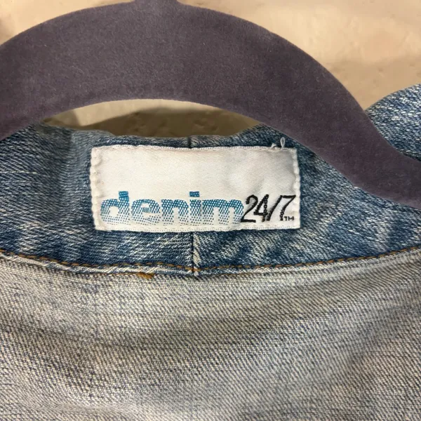 DENIM 24/7 plus size jean jacket Florals Embroidered Sz 24W Boho Biker Western - Image 7