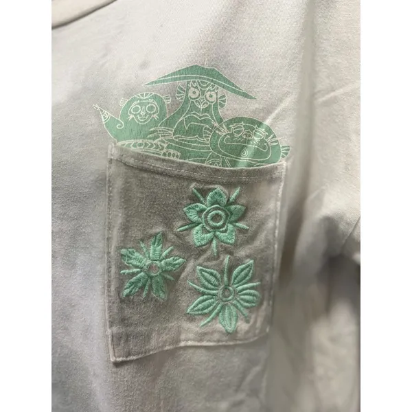Disney Green/White Tie Dye Short Sleeve Embroidered T-shirt Size‎ M Pocket - Image 3