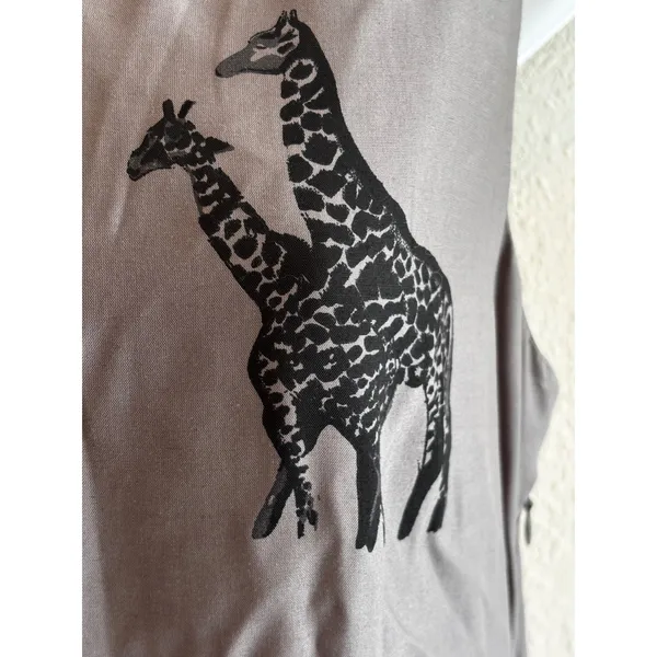 Elyse Hart‎ Ltd Vintage Maxi Dress 10 Gray Safari Giraffe Zebra Print V-Neck Y2K - Image 3