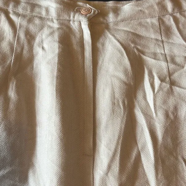 Glenbrooke Vtg 14‎ Cream Herringbone Pleated Midi Pencil Skirt Lined Secretary - Image 4