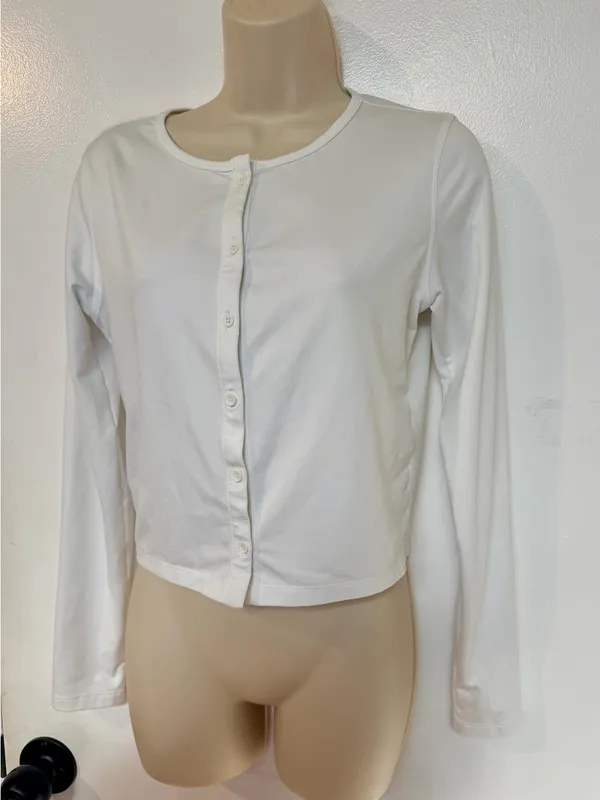 Lot of 2 CRZ YOGA Cloud Jersey Button Cardigans Size S White & Mojave Tan - Image 5