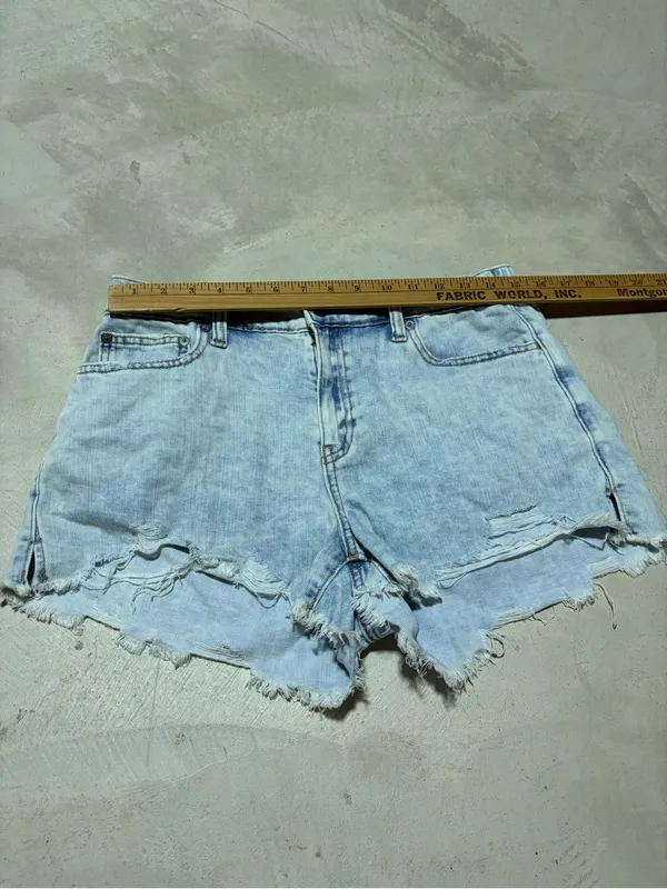 Aerie Light Blue Distressed Denim Shorts medium - Image 4
