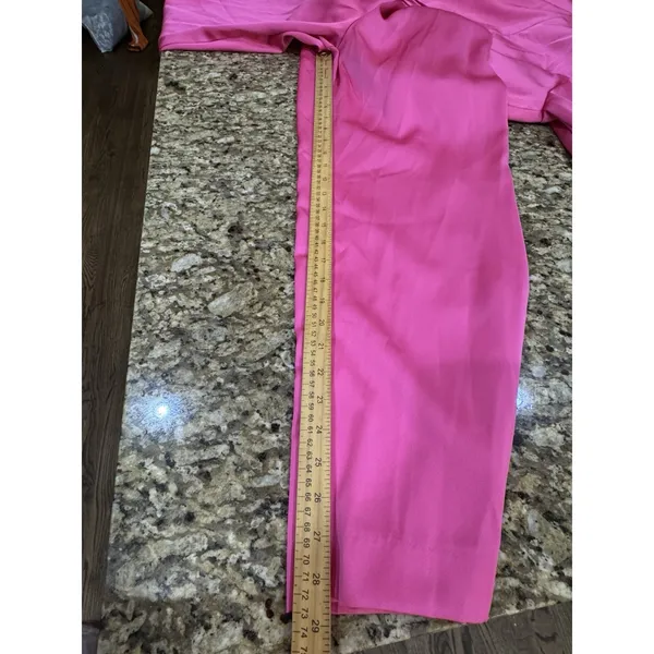 Mac Duggal Pink Plunge Neck Long Sleeve Satin Jumpsuit Size 12 $358 Fuchsia - Image 8