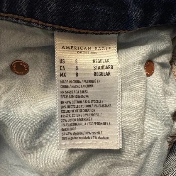 1972 | American Eagle High Waisted Wide Leg Relaxed‎ Baggy Jeans Blue Women 8 - Image 6
