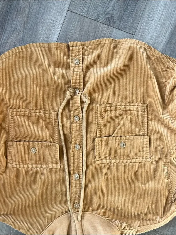 American Eagle AE Hooded Cropped Corduroy Button Up Shirt Shacket Small M Top - Image 2