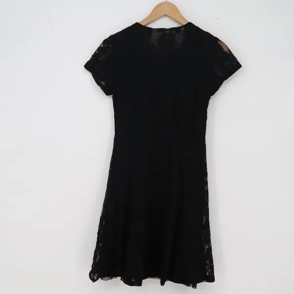 Unbranded Dress Womens XS Fit & Flare Black Floral Lace Short Sleeve Excellent - Image 2