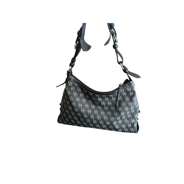 Dooney & Bourke Canvas Leather Hobo Shoulder Bag Vintage Y2K Monogram - Image 3