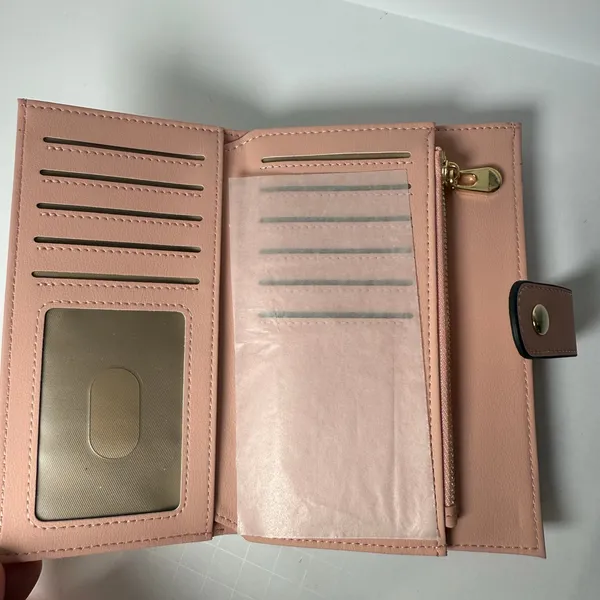 Blush Pink Bi-Fold Wallet with Zip Coin Pocket & Card Organizer NEW - Image 3