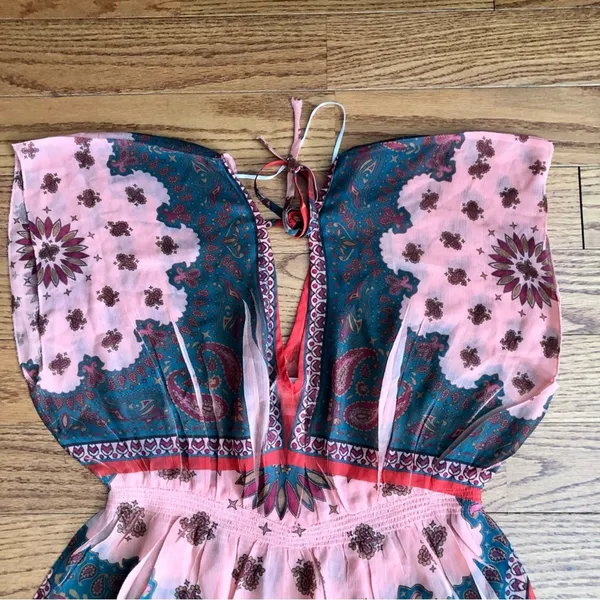 Unity Coral Green Paisley Sublimation Sheer Swim Cover Up Beach Dress Size M - Image 6
