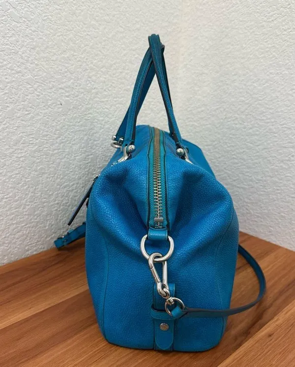 COACH Prairie Pebbled Leather Turquoise Color Satchel Crossbody RECOLORED! READ - Image 2