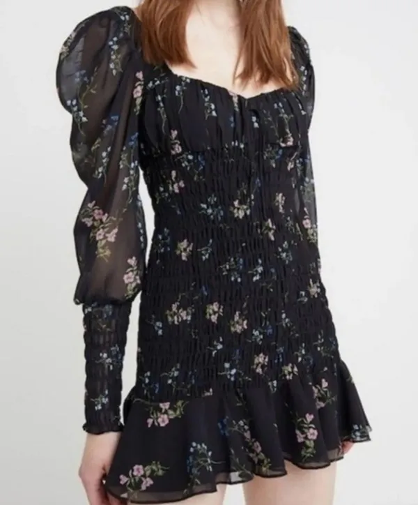 For Love and Lemons Dixon Mini Dress Black Floral - Image 2