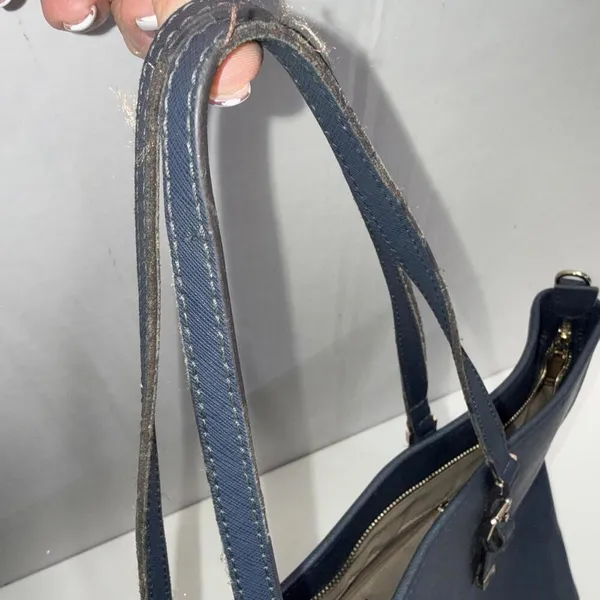 Rowallan‎ Large Old Money Minimalist Navy Blue Canvas Tote Purse - Image 7