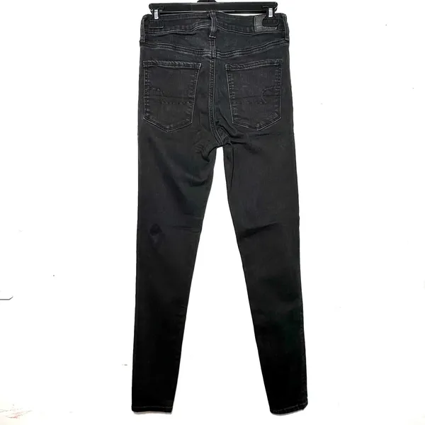 American Eagle Outfitters Womens Jeans Size 6 Long‎ Black High Rise Jeggings - Image 2