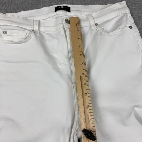7 For All Mankind Jeans‎ Womens 31 White High Waist Ankle Skinny Denim 5-Pocket - Image 4